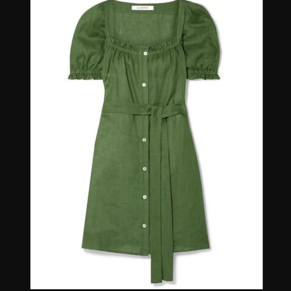 Brigitte Linen Mini Dress - Green